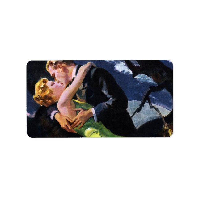 Vintage Liebe und Romantik, romantischer Kuss Adressaufkleber (Vorne)