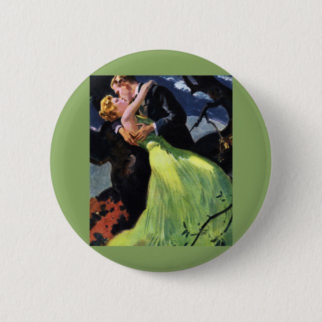 Vintage Liebe und Romantik, romantischer Kuss Button (Vorderseite)