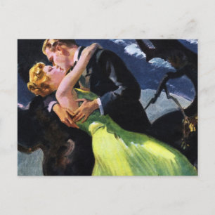 Vintage Liebe und Romantik, romantischer Kuss Postkarte