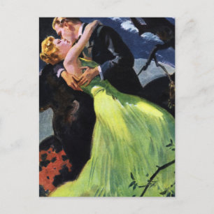 Vintage Liebe und Romantik, romantischer Kuss Postkarte