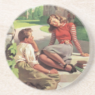 Vintage Liebe und Romantik, Schul-Schwarm Sandstein Untersetzer