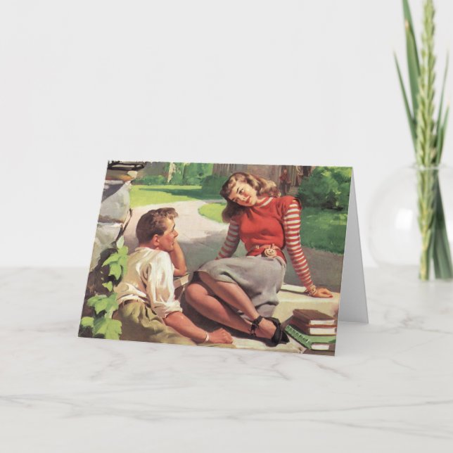 Vintage Liebe und Romantik, Schulliebe Karte (Vorderseite)