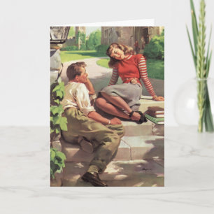 Vintage Liebe und Romantik, Schulschwarm Karte
