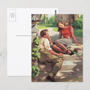 Vintage Liebe und Romantik, Schulschwarm Postkarte
