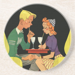 Vintage Liebe und Romantik, Teenager im Soda Shop Getränkeuntersetzer