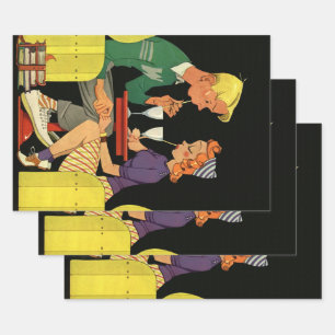 Vintage Liebe und Romantik, Teens im Soda Shop Geschenkpapier Set