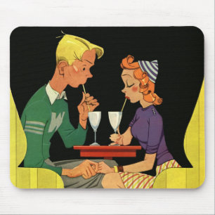 Vintage Liebe und Romantik, Teens im Soda Shop Mousepad