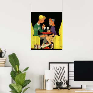 Vintage Liebe und Romantik, Teens im Soda Shop Poster