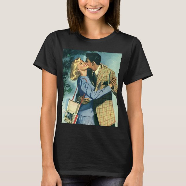 Vintage Liebe und Romantik, Weihnachts-Tanz T-Shirt (Vorderseite)