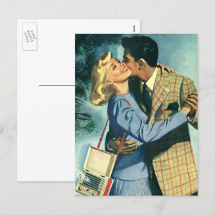 Vintage Liebe und Romantik, Weihnachtstanz Feiertagspostkarte