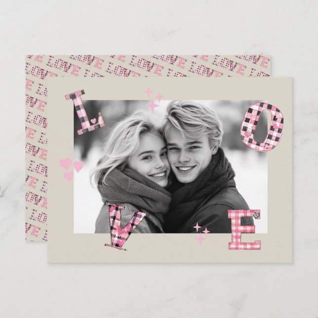 Vintage LIEBE Valentinstag Custom Fotos Postkarte (Vorne/Hinten)