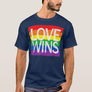 Vintage Liebe Win Rainbow Peace Signer Pride Lesbi T-Shirt