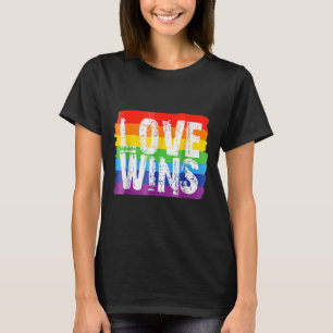 Vintage Liebe Win Rainbow Peace Signer Pride Lesbi T-Shirt