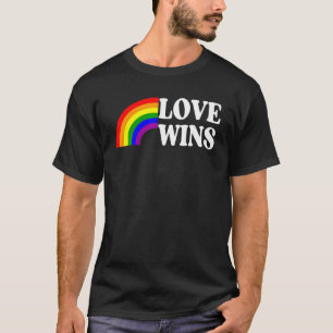 Vintage Liebe Win Rainbow Peace Signer Pride Lesbi T-Shirt