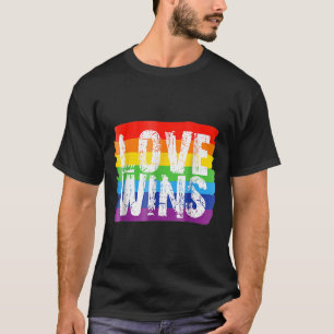 Vintage Liebe Win Rainbow Peace Signer Pride Lesbi T-Shirt
