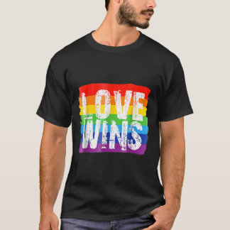 Vintage Liebe Win Rainbow Peace Signer Pride Lesbi T-Shirt