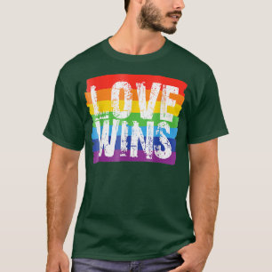 Vintage Liebe Win Rainbow Peace Signer Pride Lesbi T-Shirt