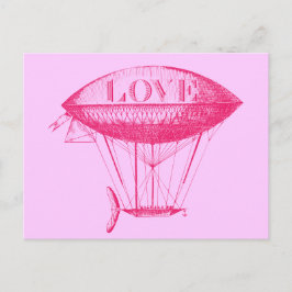 Vintage Liebe Zeppelin Pink Postkarte
