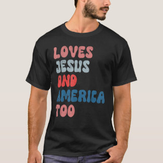 Vintage Lieben Jesus und Amerika zu 4. Juli Me T-Shirt