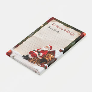 Vintage "Lieber Santa" Weihnachtswunschliste Post-it Klebezettel