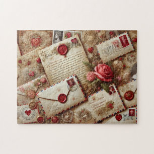 Vintage-Liebesbriefe Romantische Collage Puzzle