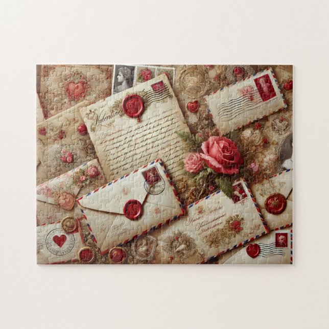 Vintage-Liebesbriefe Romantische Collage Puzzle (Horizontal)