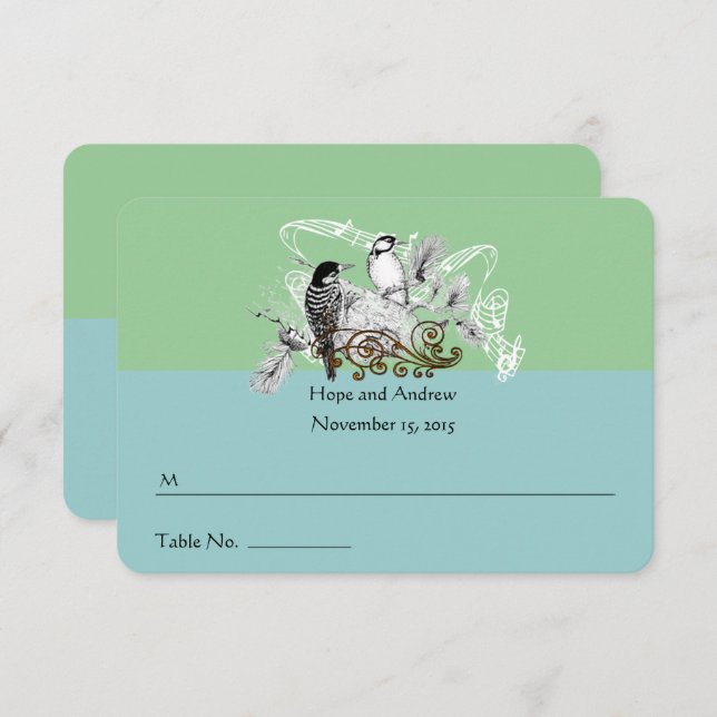 Vintage Liebesvögel Hochzeit Platzkarte (Vorne/Hinten)