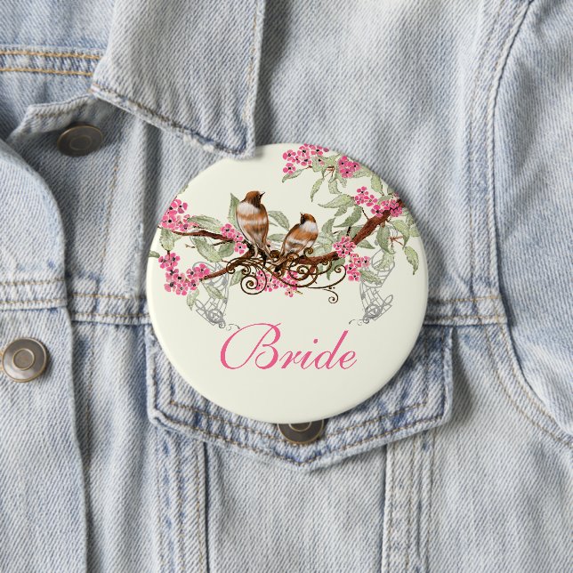 Vintage Liebesvögel Hochzeiten Abzeichen Button (Beispiel)