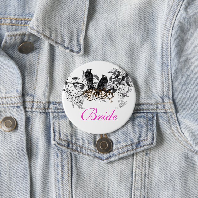 Vintage Liebesvögel Hochzeiten Abzeichen Button (Beispiel)