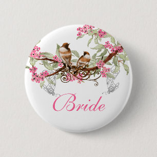 Vintage-Liebesvögel-Hochzeitsabzeichen Button