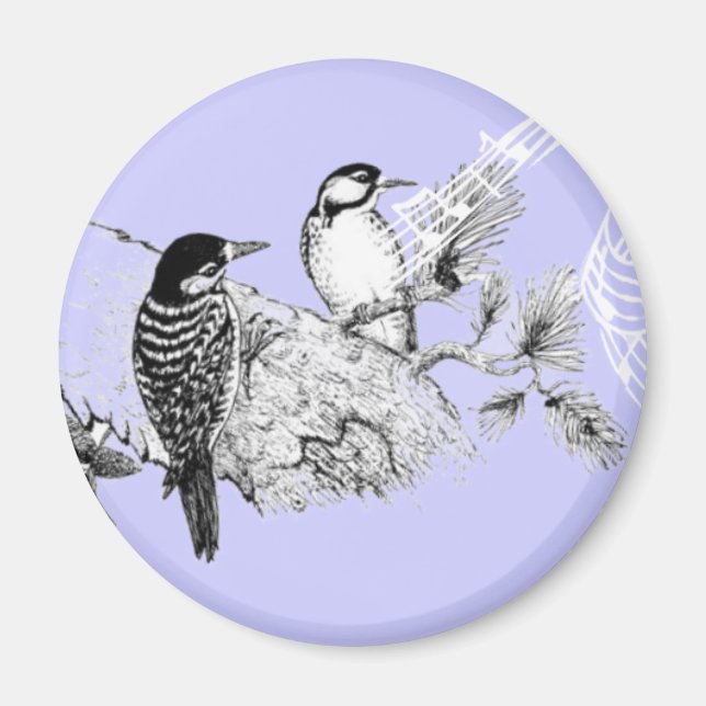 Vintage Liebesvögel Hochzeitseinladung Magnet (Vorne)