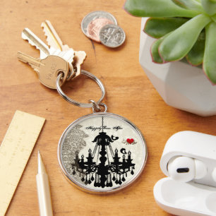 Vintage Liebesvögel Hochzeitseinladung Schlüsselanhänger