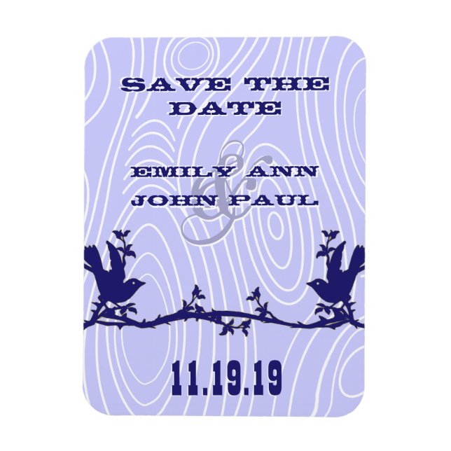 Vintage Liebesvögel Holz Save the Date Magnet (Vertikal)