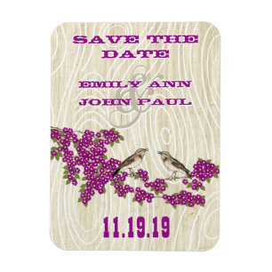 Vintage Liebesvögel Kirschblüten Save the Date Magnet