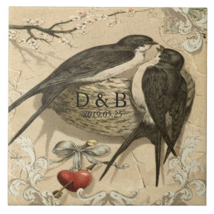 Vintage Liebesvögel Nest Französisches Dekor Hochz Fliese