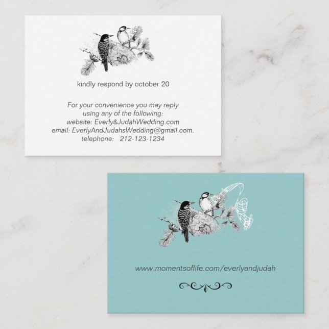 Vintage Liebesvögel Rustikale Spechte UAWG Begleitkarte (Vorne/Hinten)