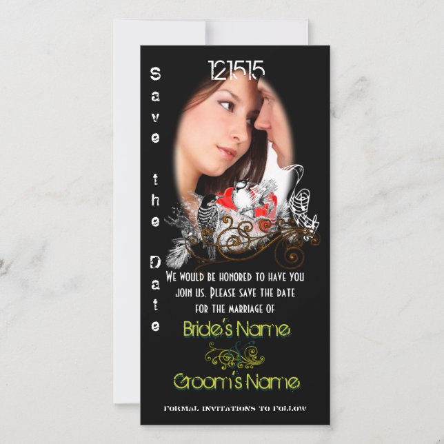 Vintage Liebesvögel Save the Date Ihr Foto (Vorderseite)