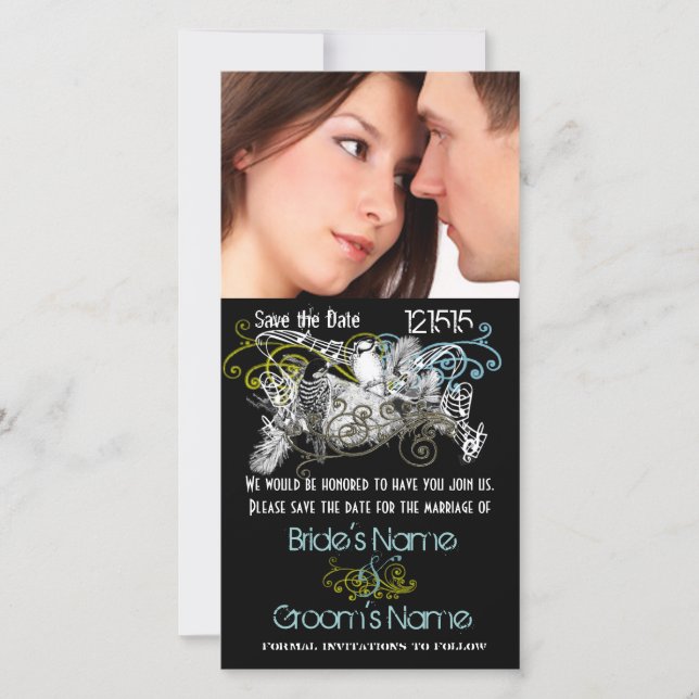 Vintage Liebesvögel Save the Date Ihr Foto (Vorderseite)