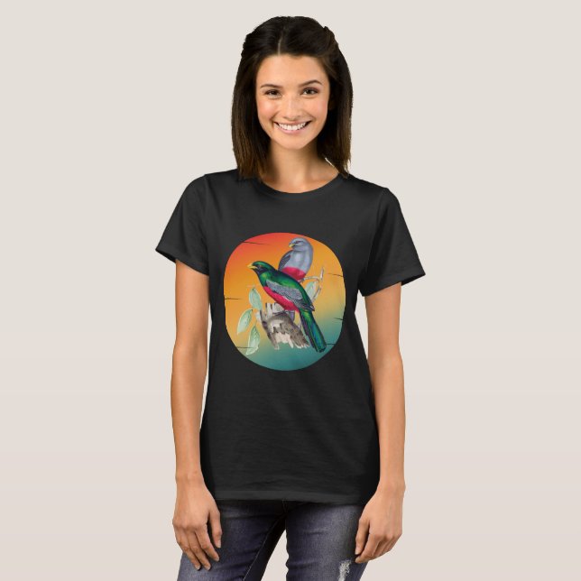 Vintage Liebesvögel  T-Shirt (Vorne ganz)