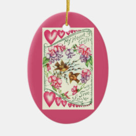 Vintage Liebesvögel Valentinstag Ornament