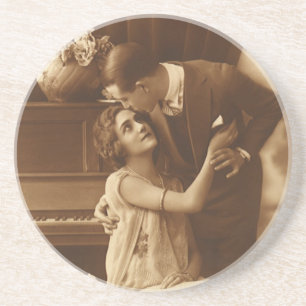 Vintage Liebhaber, Liebe Romantische Musik Getränkeuntersetzer