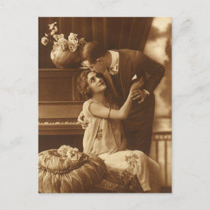 Vintage Liebhaber, Liebe Romantische Musik Postkarte
