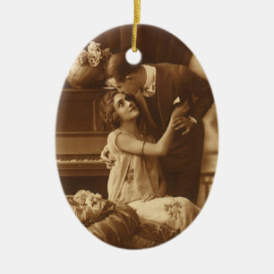 Vintage-Liebhaber, Liebesromantik romantische Musi Keramikornament