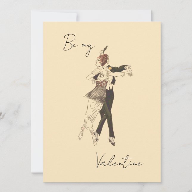 Vintage Liebhaber tanzen Valentinstag Card Karte (Vorderseite)