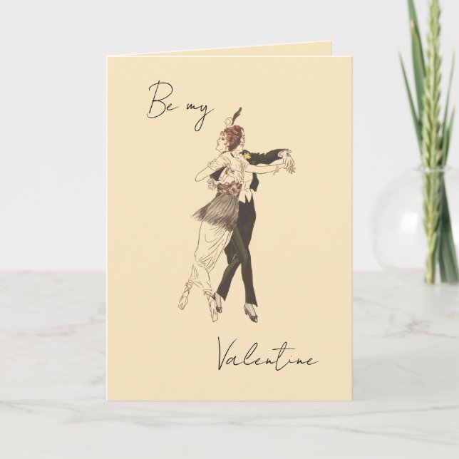 Vintage Liebhaber tanzen Valentinstag Card Karte (Vorderseite)