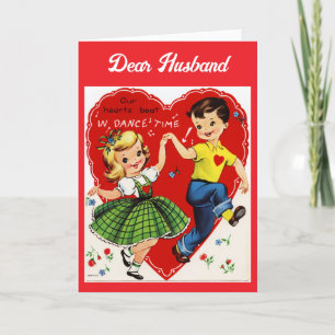 Vintage-Liebster-Ehemann-Tanz-Valentinskarte Feiertagskarte