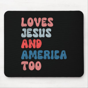 Vintage liebt Jesus und Amerika auch zum 4. Juli M Mousepad