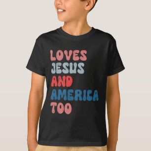 Vintage liebt Jesus und Amerika auch zum 4. Juli M T-Shirt