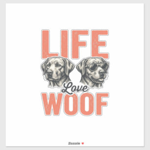 Vintage Life Love Woof Hund Grafikdesign_1 Aufkleber