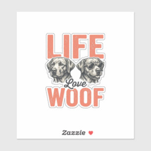 Vintage Life Love Woof Hund Grafikdesign_1 Aufkleber